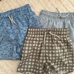 Bundle of three Boys Blue and Green Checkered swim trunks size 4/5
